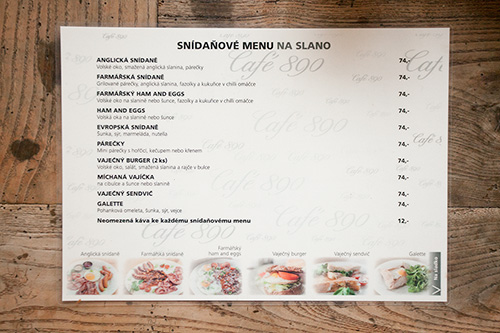 Menu cafe 890 Podebrady